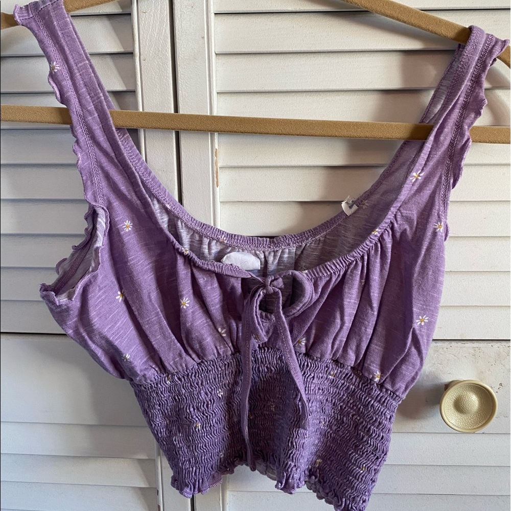 size xs pacsun purple flower print tank crop